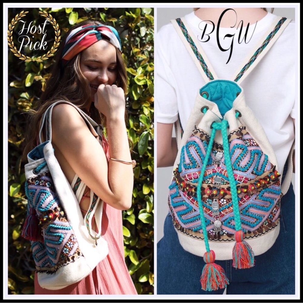 🆕🎉HP🎉Embroidered Bucket Backpack